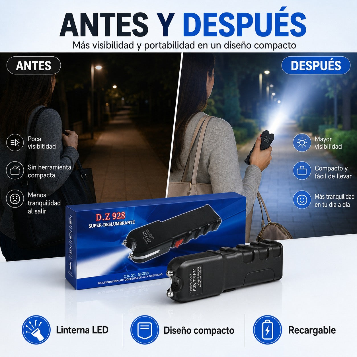 Tester con Linterna Recargable